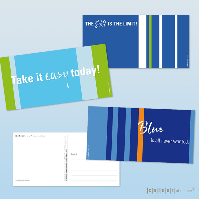 Moderne Design Postkarten im Set | Blautöne | Inhalt: drei Maxikarten