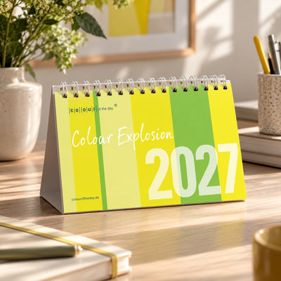 Tischkalender 2027 „Colour Explosion“ | DIN A6 quer | Bunter Designkalender