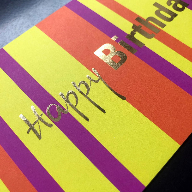 Außergewöhnliche Geburtstagskarte | Format DIN lang inkl. Kuvert | Heißfolien veredelt | Design "Happy Birthday" - Geburtstagskarte - |c|o|l|o|u|r| of the day®