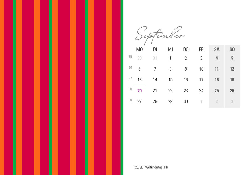 Tischkalender 2027 „Colour Explosion“ | DIN A6 quer | Bunter Designkalender