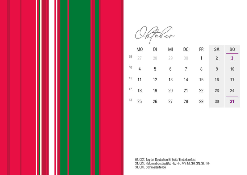 Tischkalender 2027 „Colour Explosion“ | DIN A6 quer | Bunter Designkalender