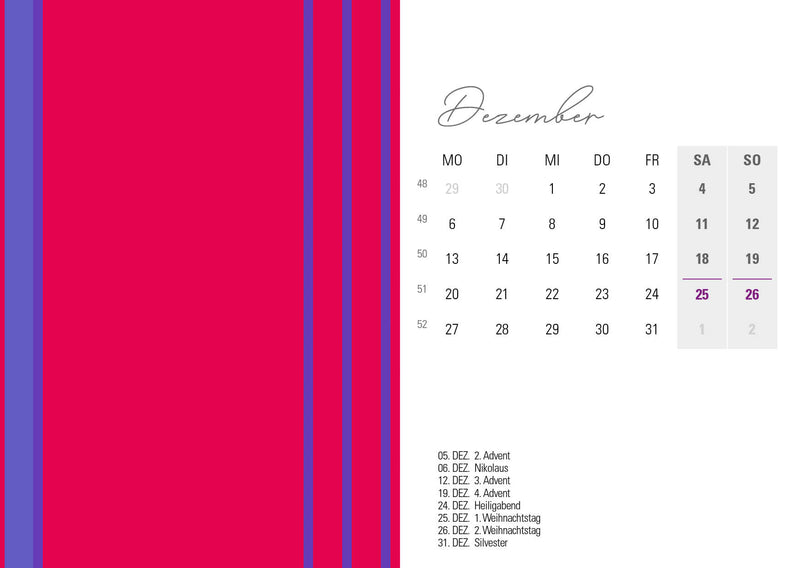 Tischkalender 2027 „Colour Explosion“ | DIN A6 quer | Bunter Designkalender