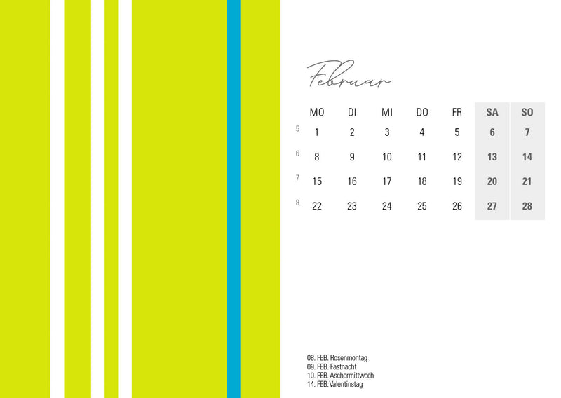 Tischkalender 2027 „Colour Explosion“ | DIN A6 quer | Bunter Designkalender