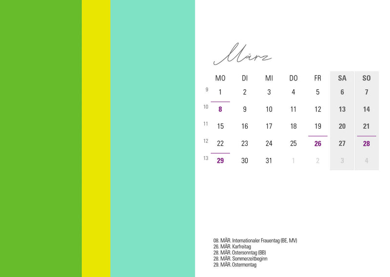 Tischkalender 2027 „Colour Explosion“ | DIN A6 quer | Bunter Designkalender