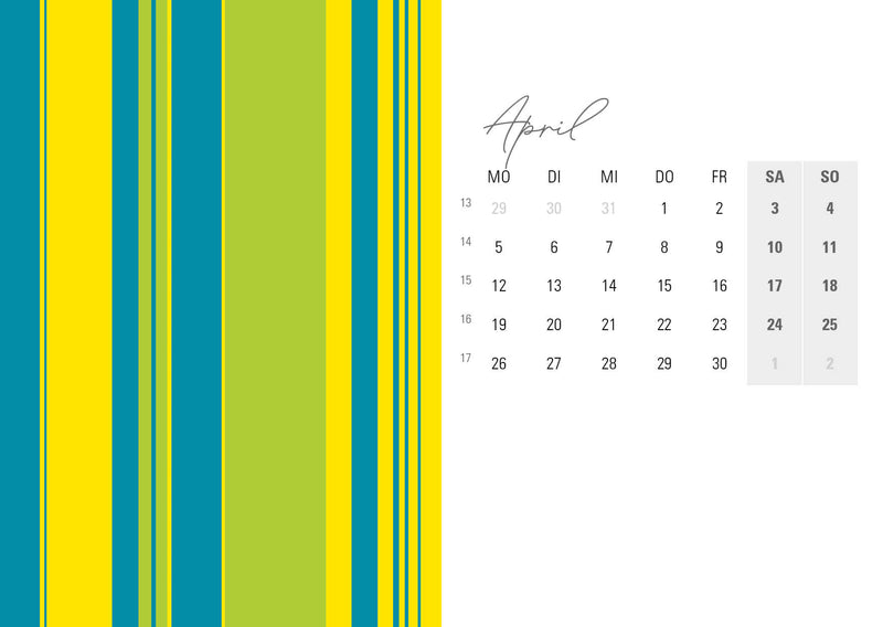 Tischkalender 2027 „Colour Explosion“ | DIN A6 quer | Bunter Designkalender