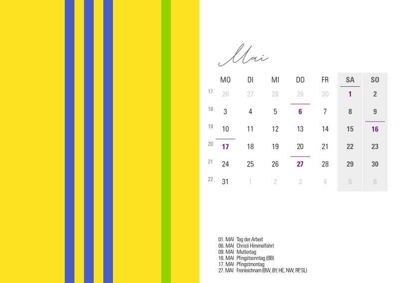 Tischkalender 2027 „Colour Explosion“ | DIN A6 quer | Bunter Designkalender