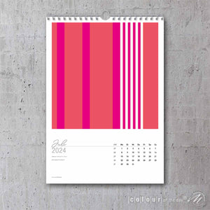 Großformatiger, moderner Kunstkalender 2024 | Format DIN A2 | Pink Edition