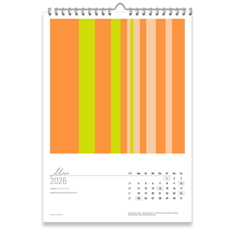 Großformatiger, moderner Kunstkalender 2026 | Format DIN A2 | WallArt Colour Explosion