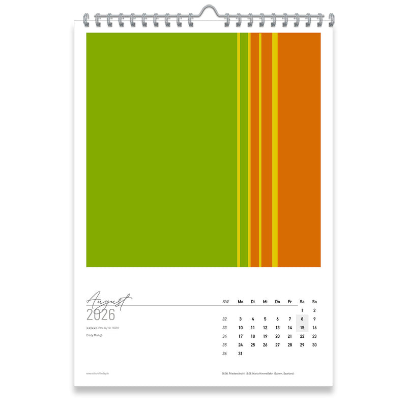 Großformatiger, moderner Kunstkalender 2026 | Format DIN A2 | WallArt Colour Explosion