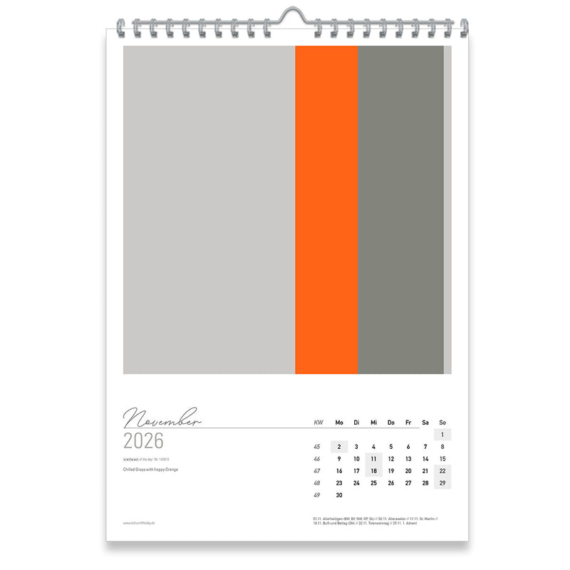 Großformatiger, moderner Kunstkalender 2026 | Format DIN A2 | WallArt Colour Explosion