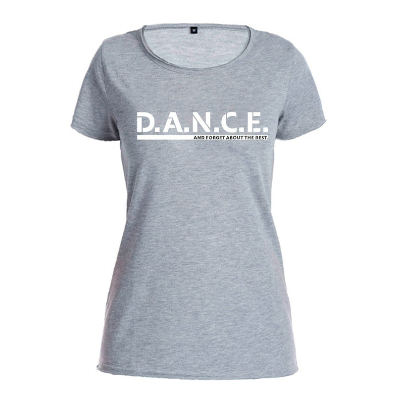 Damen Vintage T - Shirt: "D.A.N.C.E." – Cool Grey / Multicolor - Bekleidung - |c|o|l|o|u|r| of the day®