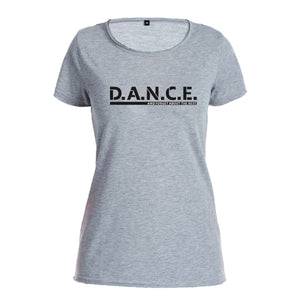 Damen Vintage T - Shirt: "D.A.N.C.E." – Cool Grey / Multicolor - Bekleidung - |c|o|l|o|u|r| of the day®
