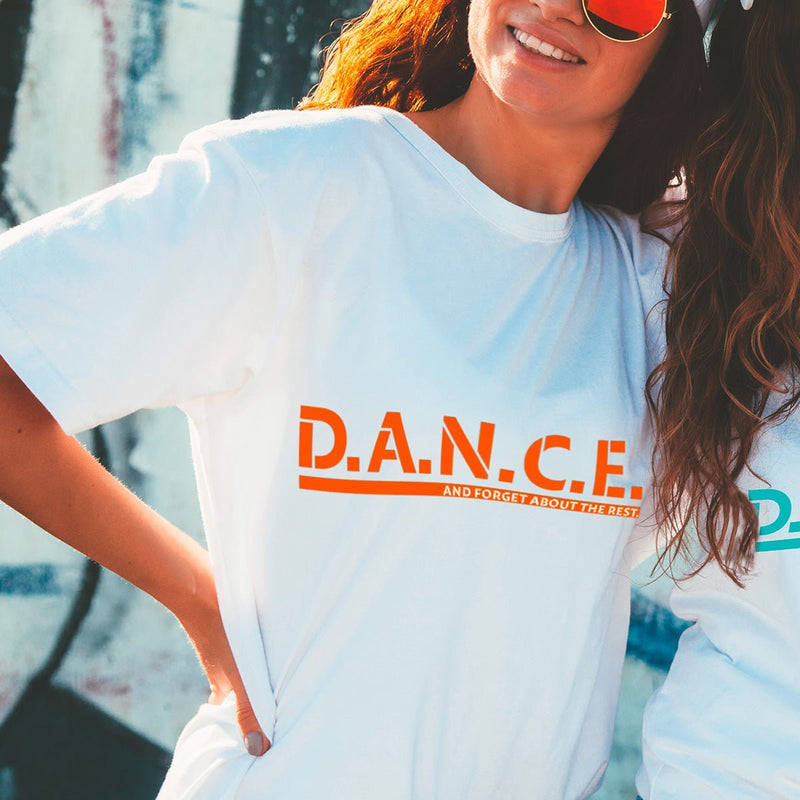 Damen Vintage T - Shirt: "D.A.N.C.E." – Innocent White / Multicolor - Bekleidung - |c|o|l|o|u|r| of the day®