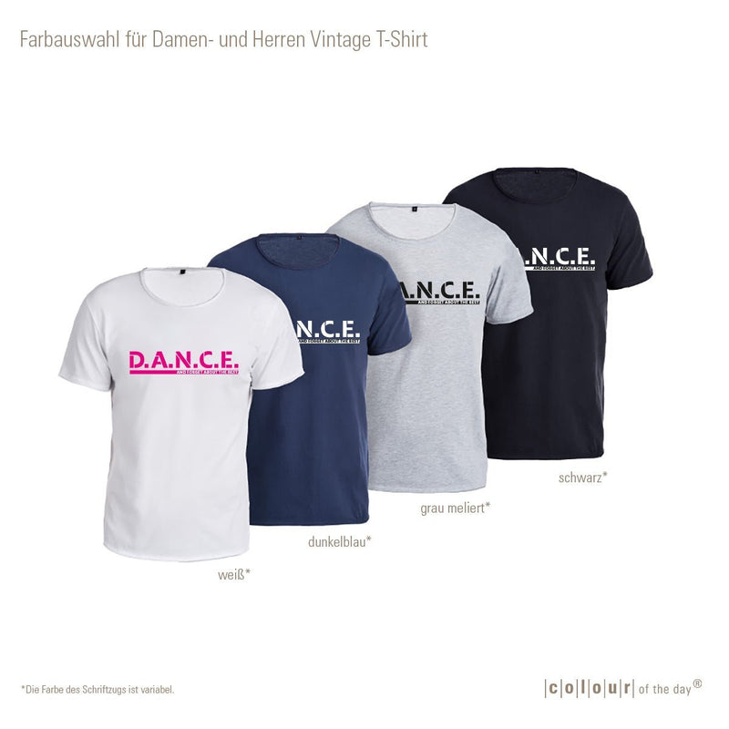 Damen Vintage T - Shirt: "D.A.N.C.E." – Innocent White / Multicolor - Bekleidung - |c|o|l|o|u|r| of the day®