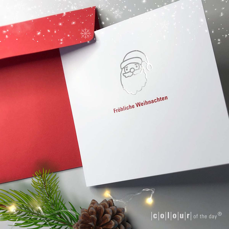 Design - Weihnachtskarte "Santa" mit rotem Kuvert | 4 - seitig - Weihnachtskarte - |c|o|l|o|u|r| of the day®