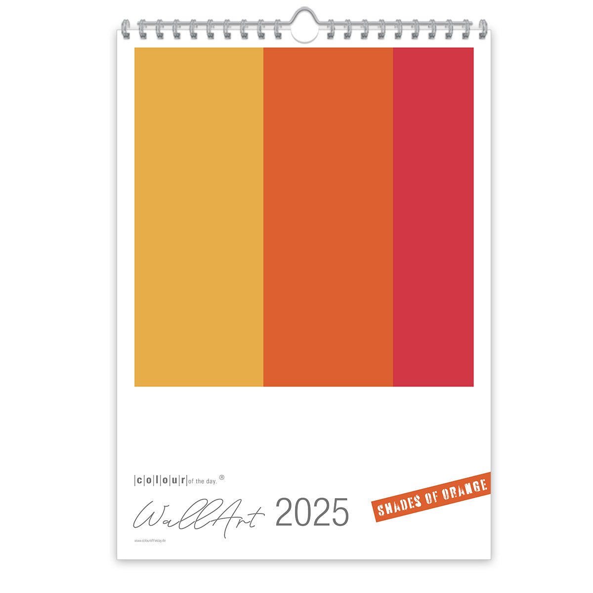 Fröhlicher Kunstkalender 2025, WallArt – Shades of Orange – DIN A2 - Kalender - |c|o|l|o|u|r| of the day®