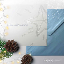 Glitzernde Weihnachtskarte "Star" mit schimmerndem Kuvert | 2 - seitig - Weihnachtskarte - |c|o|l|o|u|r| of the day®