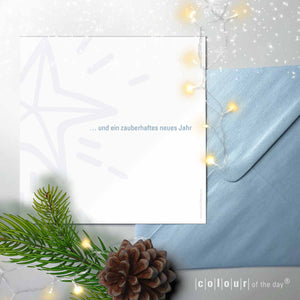 Glitzernde Weihnachtskarte "Star" mit schimmerndem Kuvert | 2 - seitig - Weihnachtskarte - |c|o|l|o|u|r| of the day®