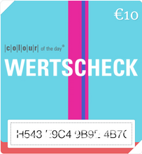 |c|o|l|o|u|r| of the day® Geschenkgutschein für mehr Farbe im Leben. Betrag wählbar: €10 / €25 / €50 / €100 / €250