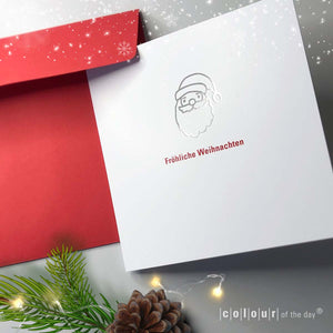 Design-Weihnachtskarte "Santa" mit rotem Kuvert | 4-seitig