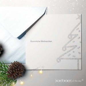 Glitzernde Weihnachtskarte "Tanne" mit schimmerndem Kuvert | 2-seitig