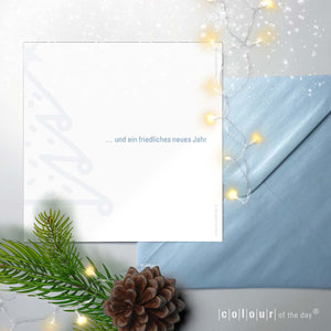 Glitzerndes Weihnachtskartenset | 3 Karten mit schimmerndem Kuvert | quadratisch